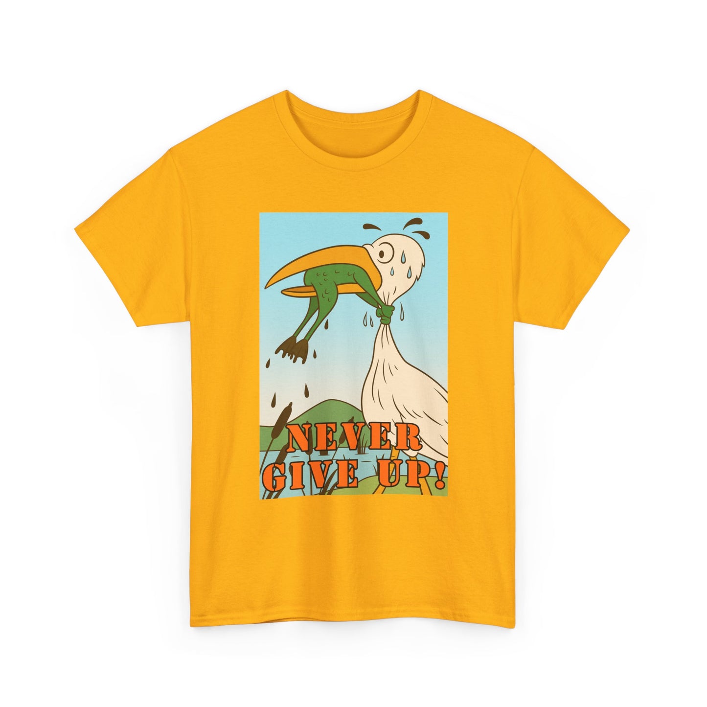 Never Give Up --Unisex Heavy Cotton Tee, Motivational T-Shirt, Supportive Apparel, Gift for Encouragement, Inspirational Wear