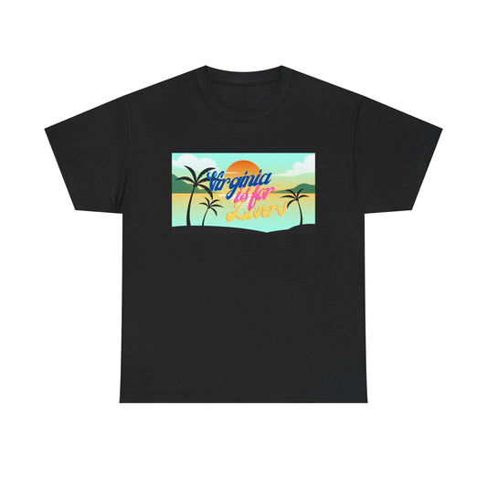 Virginia is for Lovers Dark -Vintage Sunset Graphic Tee, Beach Lover Shirt, Summer Vibe Unisex Tee, Gift for Vacation, Tropical Aesthetic Cotton Top