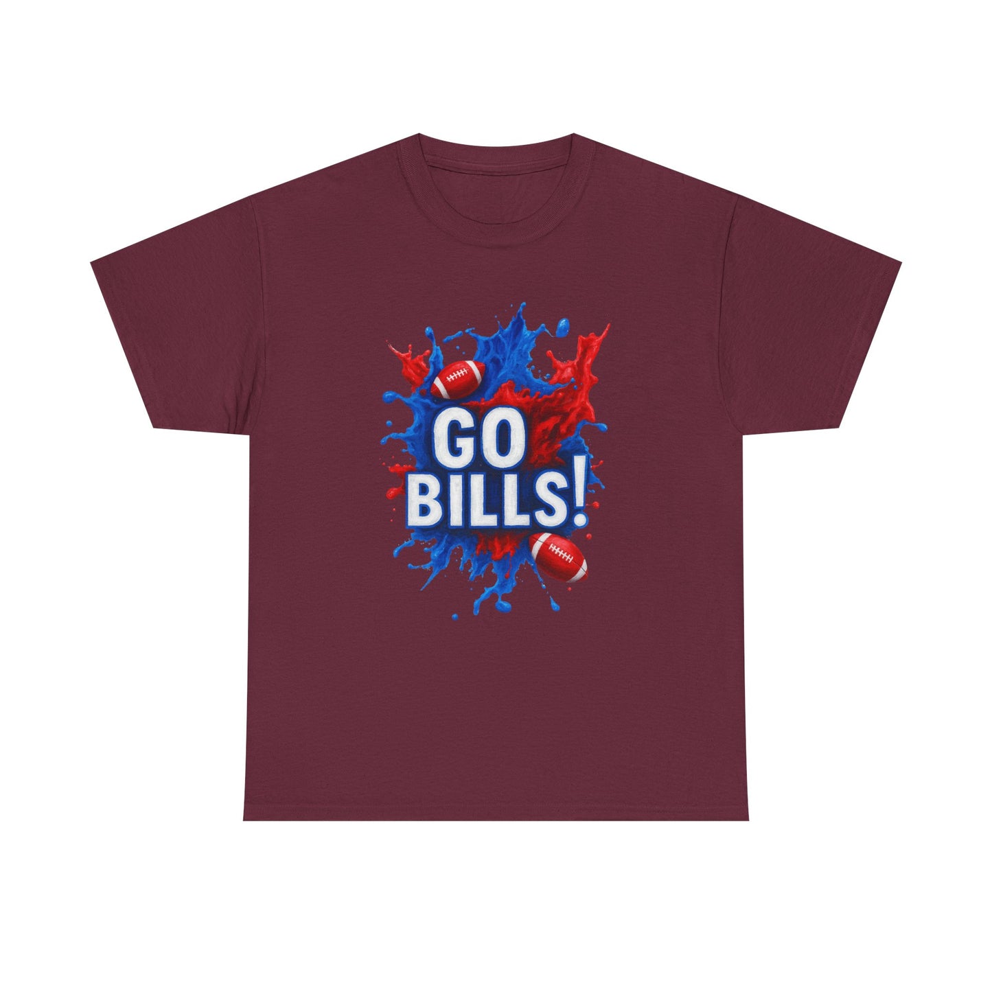 Go Bills -Cheerful Sports Tee - Go Bills! Unisex Heavy Cotton T-Shirt, Game Day Apparel, Football Fan Shirt, Spirit Wear, Gift for Sports Lovers