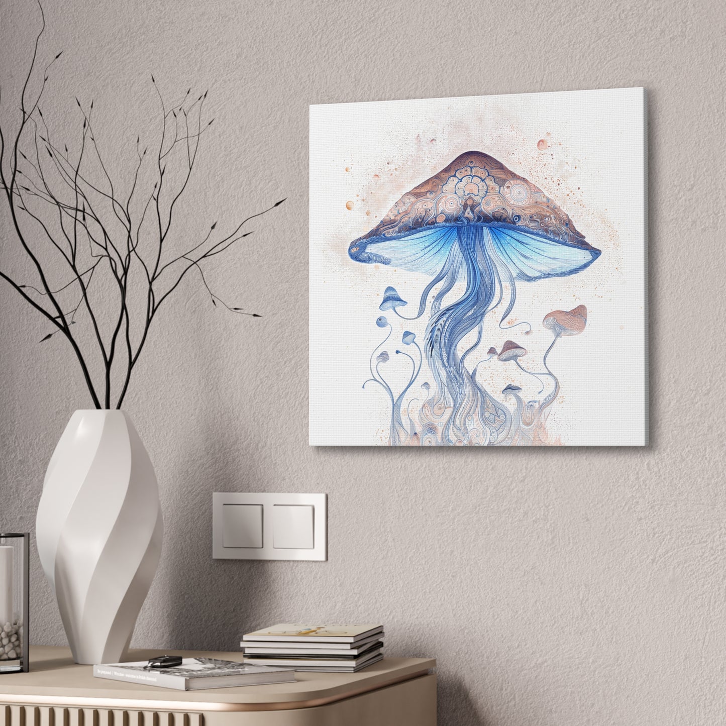ThirdEye Light -Mushroom Canvas Art, Stretched Wall Decor, Bohemian Home Decor, Psychedelic Wall Art, Nature-Inspired Art