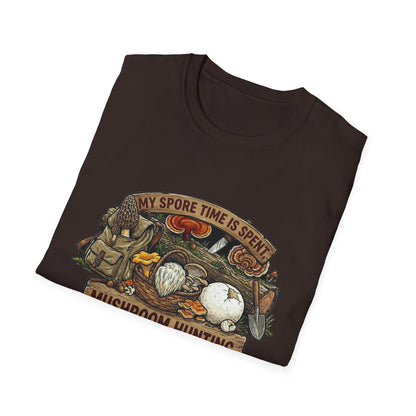 Mushroom Hunting T-Shirt — 'My Spore Time Is Spent' For Foragers & Outdoor Lovers