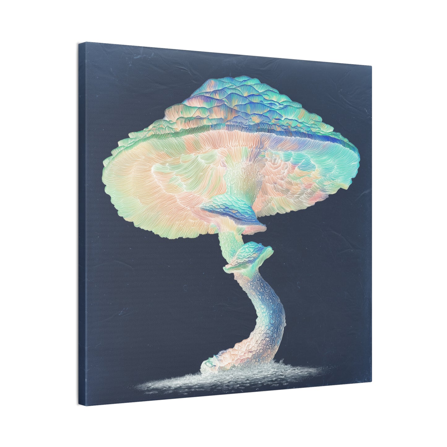 Feel the Rainbow Inverse-Mushroom Canvas Art, Stretched Wall Decor, Bohemian Home Decor, Psychedelic Wall Art, Nature-Inspired Art