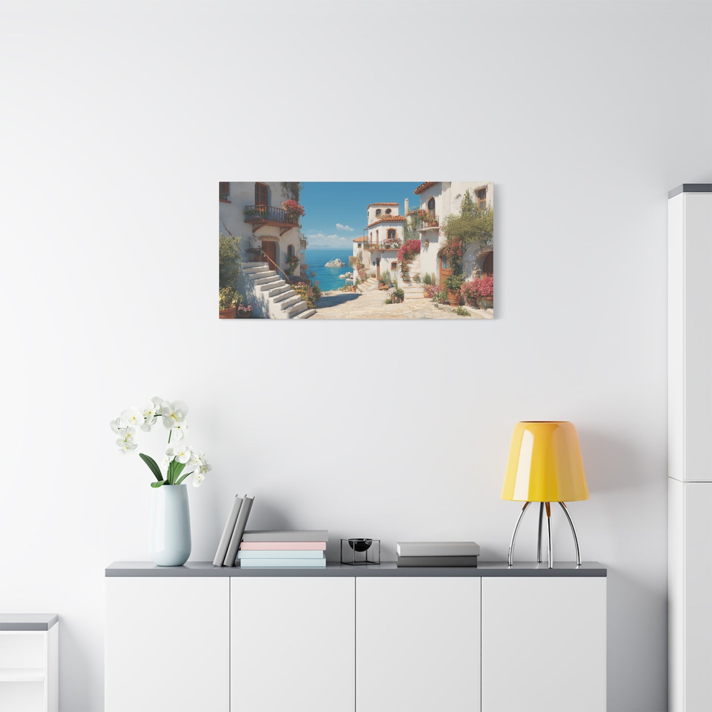 Coastal Village Matte Canvas Art, Mediterranean Decor, Beach House Wall Art, Home Gallery, Vacation Vibes, Gift for Travel Lovers