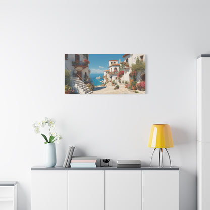 Coastal Village Matte Canvas Art, Mediterranean Decor, Beach House Wall Art, Home Gallery, Vacation Vibes, Gift for Travel Lovers