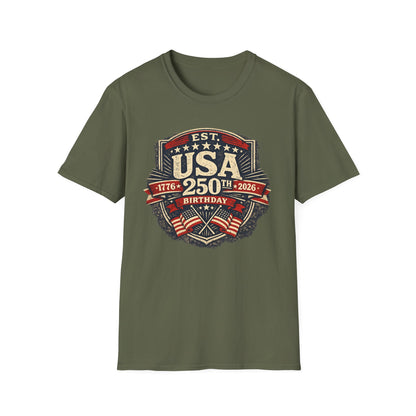 USA 250th Birthday T-Shirt — 1776-2026 Retro American Celebration Tee