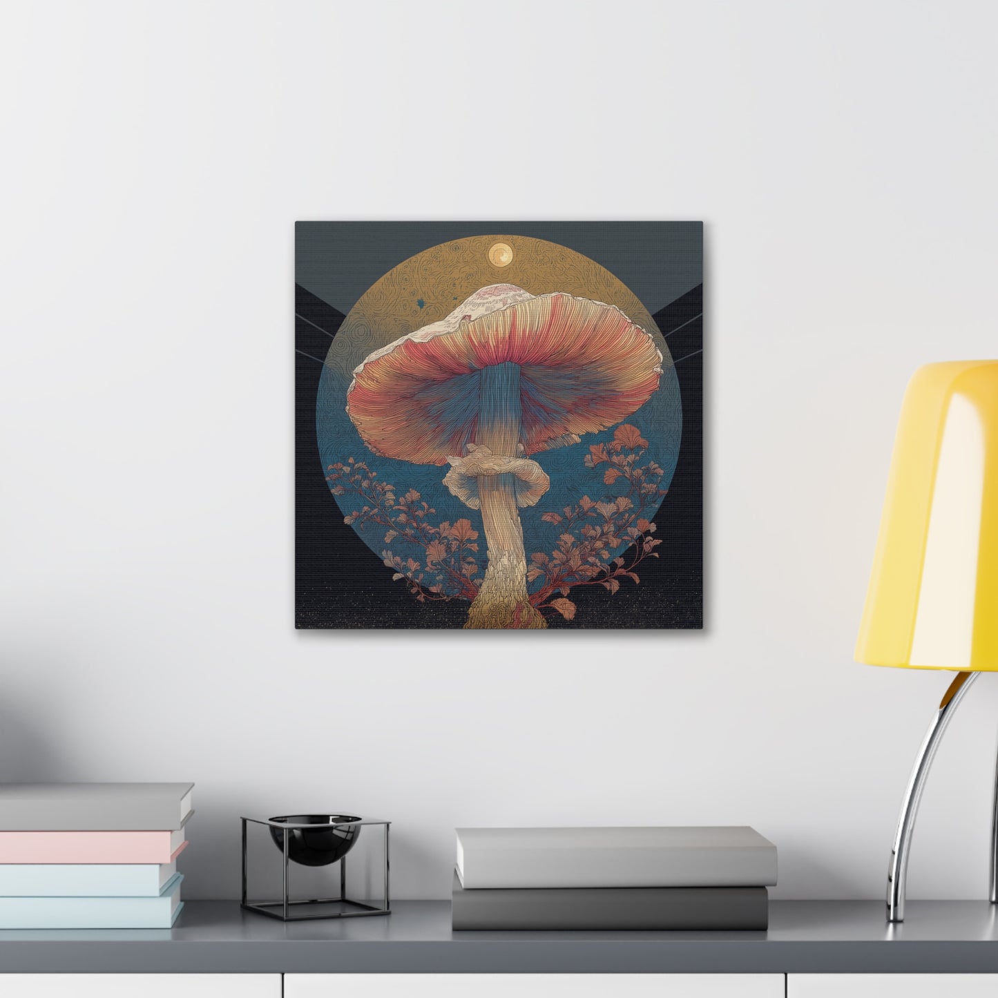 Moonlight Mushroom-Mushroom Canvas Art, Stretched Wall Decor, Bohemian Home Decor, Psychedelic Wall Art, Nature-Inspired Art