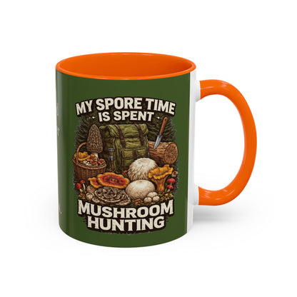 Mug - "My Spore Time Is Spent Mushroom Hunting" Accent Coffee Mug (11/15oz)