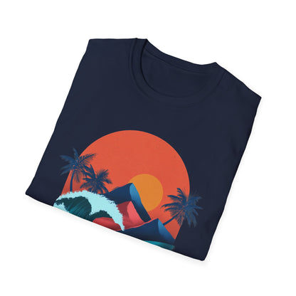 Surf Sunset Wave T-Shirt — Retro Palm Wave Beach Tee