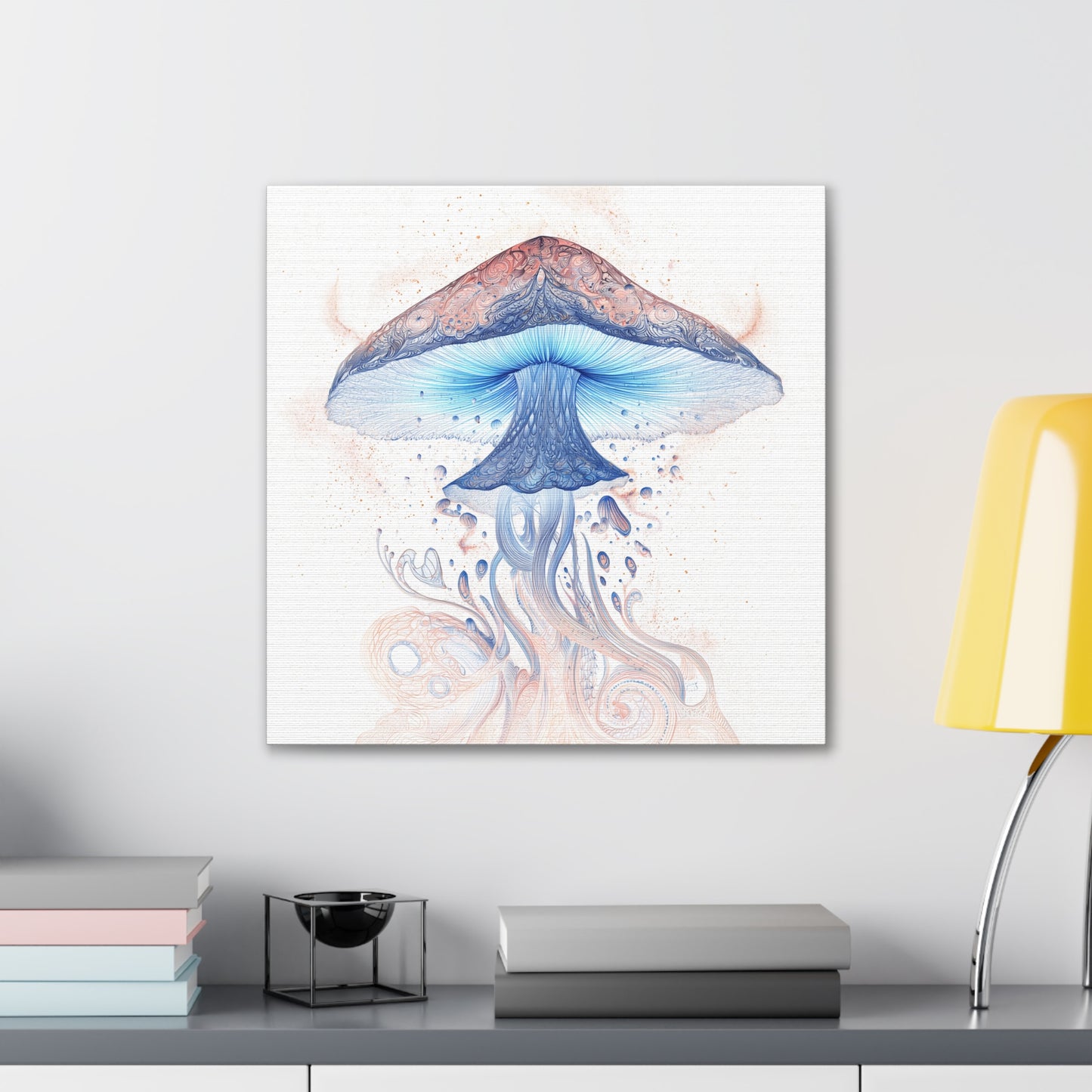 Mind Awakening Light-Mushroom Canvas Art, Stretched Wall Decor, Bohemian Home Decor, Psychedelic Wall Art, Nature-Inspired Art