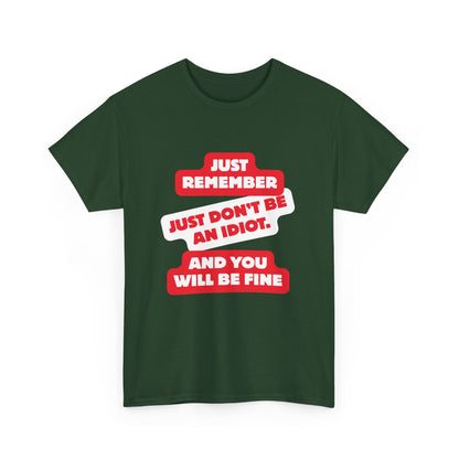 Don't Be An Idiot -Funny Reminder T-Shirt, Unisex Heavy Cotton Tee, Casual Wear, Gift for Friends, Humorous Tee, Birthday Gift, Everyday Wear