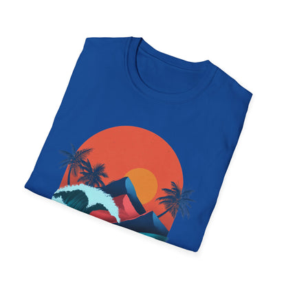 Surf Sunset Wave T-Shirt — Retro Palm Wave Beach Tee