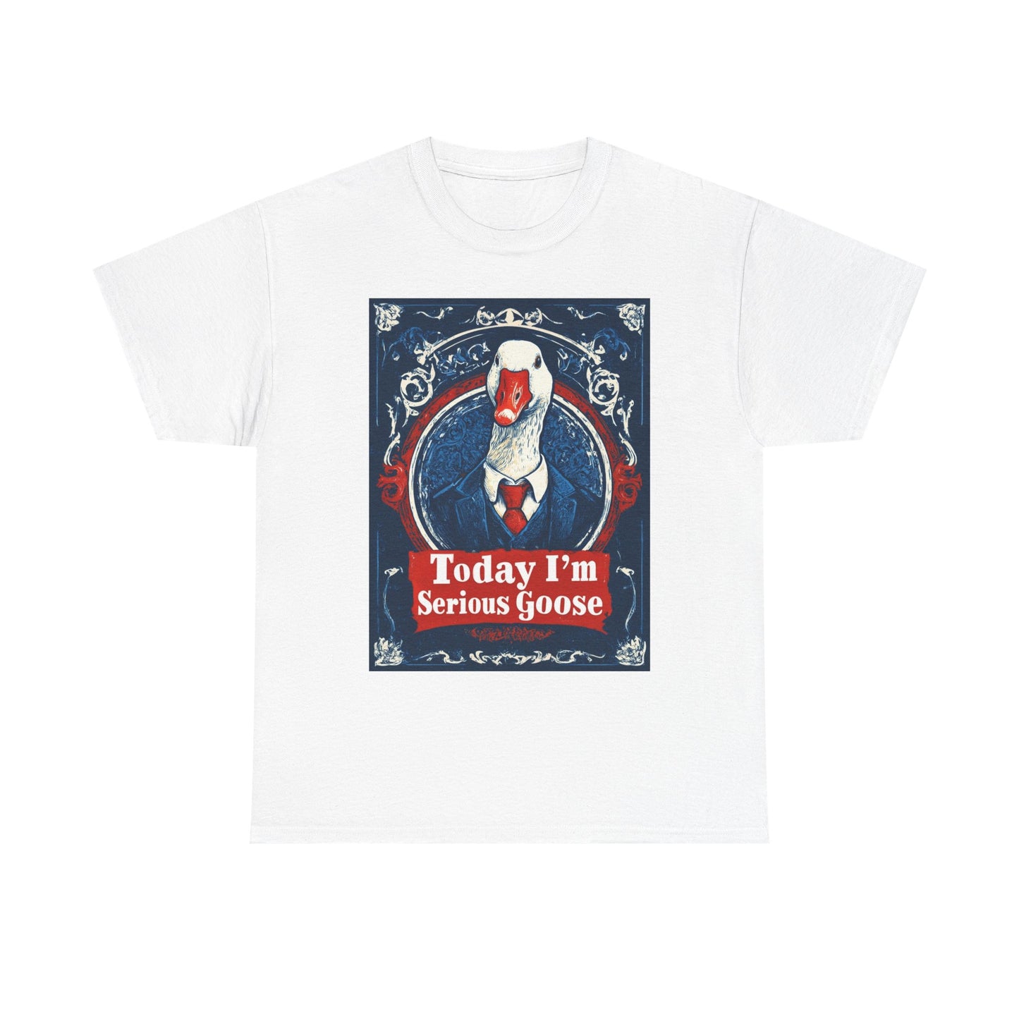 Serious Goose Tee, Funny Graphic T-Shirt, Quirky Unisex Shirt, Unique Gift for Goose Lovers, Perfect for Casual Wear