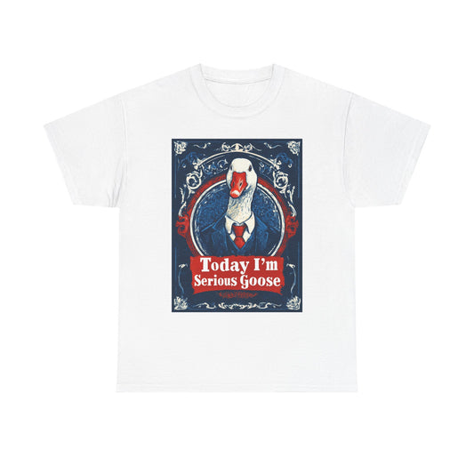 Serious Goose Tee, Funny Graphic T-Shirt, Quirky Unisex Shirt, Unique Gift for Goose Lovers, Perfect for Casual Wear