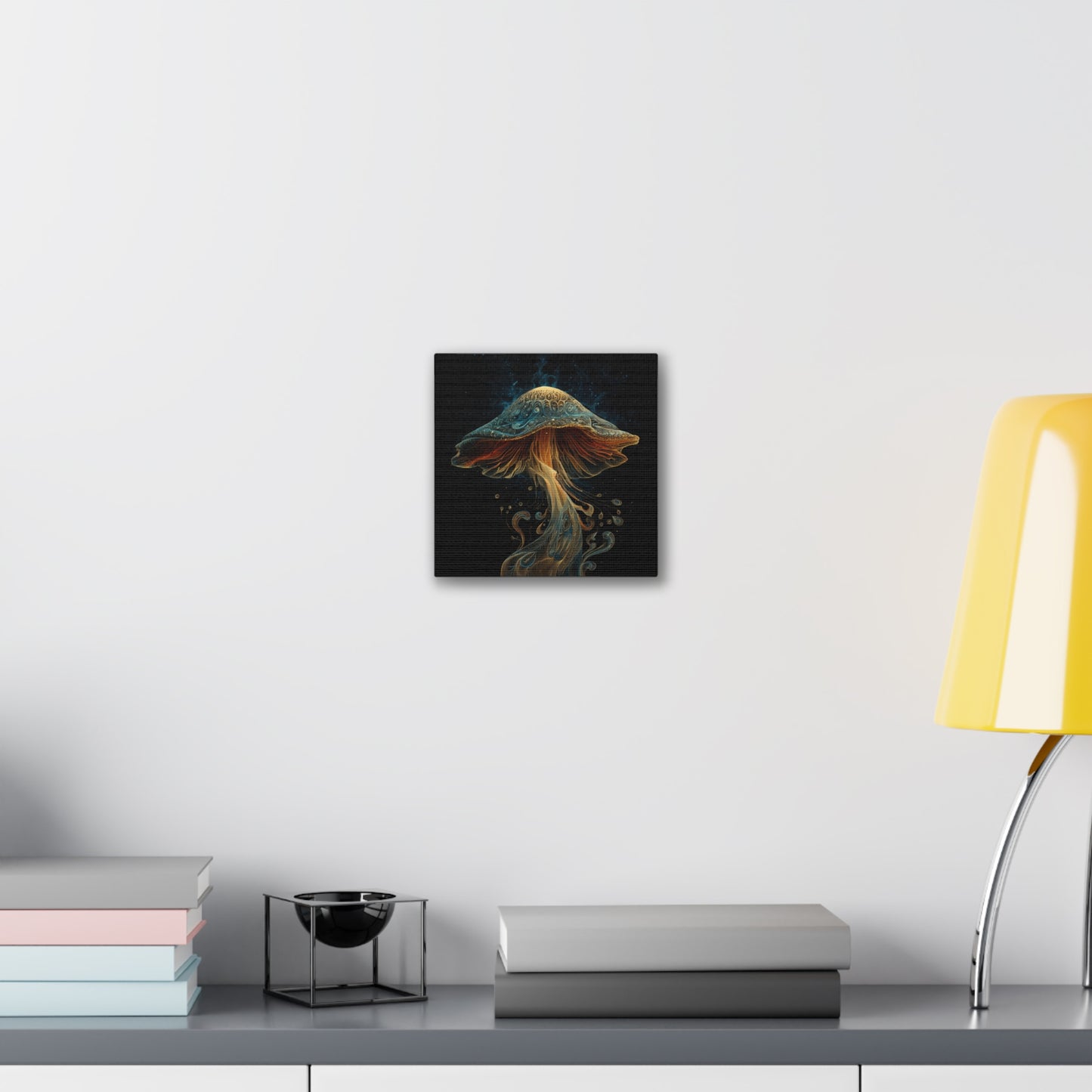 Floating High-Mushroom Canvas Art, Stretched Wall Decor, Bohemian Home Decor, Psychedelic Wall Art, Nature-Inspired Art