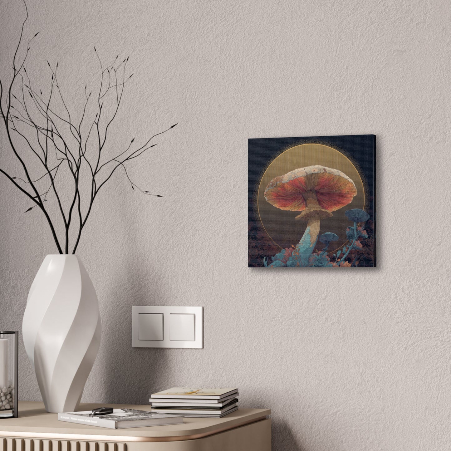 Surreal Shroom -Mushroom Canvas Art, Stretched Wall Decor, Bohemian Home Decor, Psychedelic Wall Art, Nature-Inspired Art