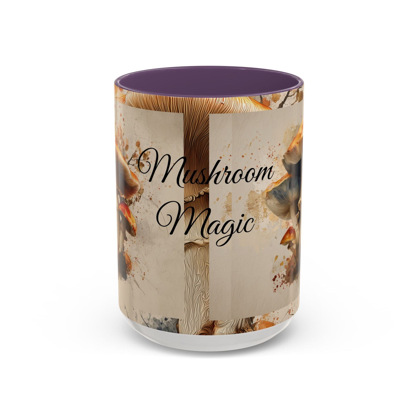 Mushroom Magic Accent Coffee Mug — 11/15oz Ceramic Cup with Woodland Fungi Design