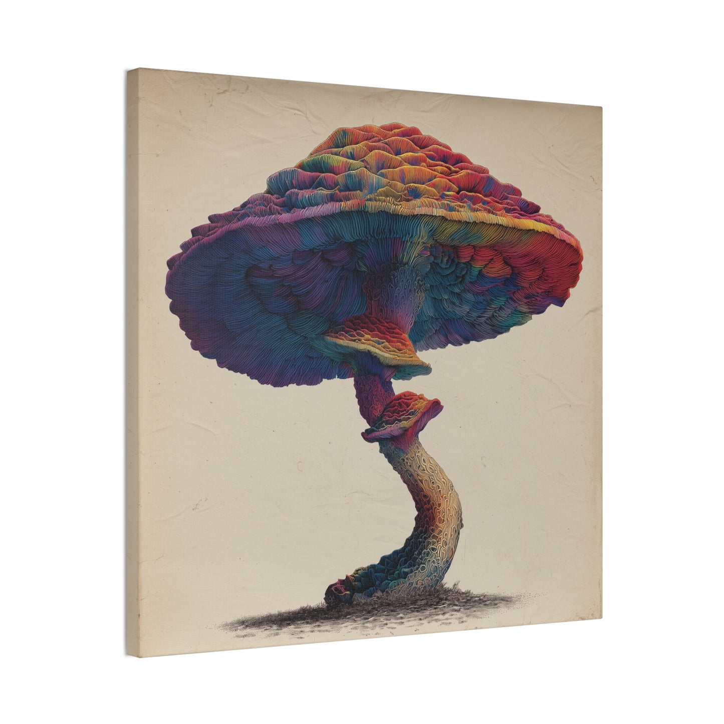 Feel the Rainbow -Mushroom Canvas Art, Stretched Wall Decor, Bohemian Home Decor, Psychedelic Wall Art, Nature-Inspired Art