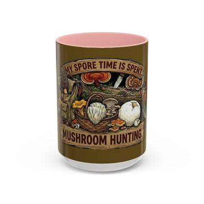 Mushroom Hunting Coffee Mug – "My Spore Time Is Spent" Rustic Forager Accent Mug