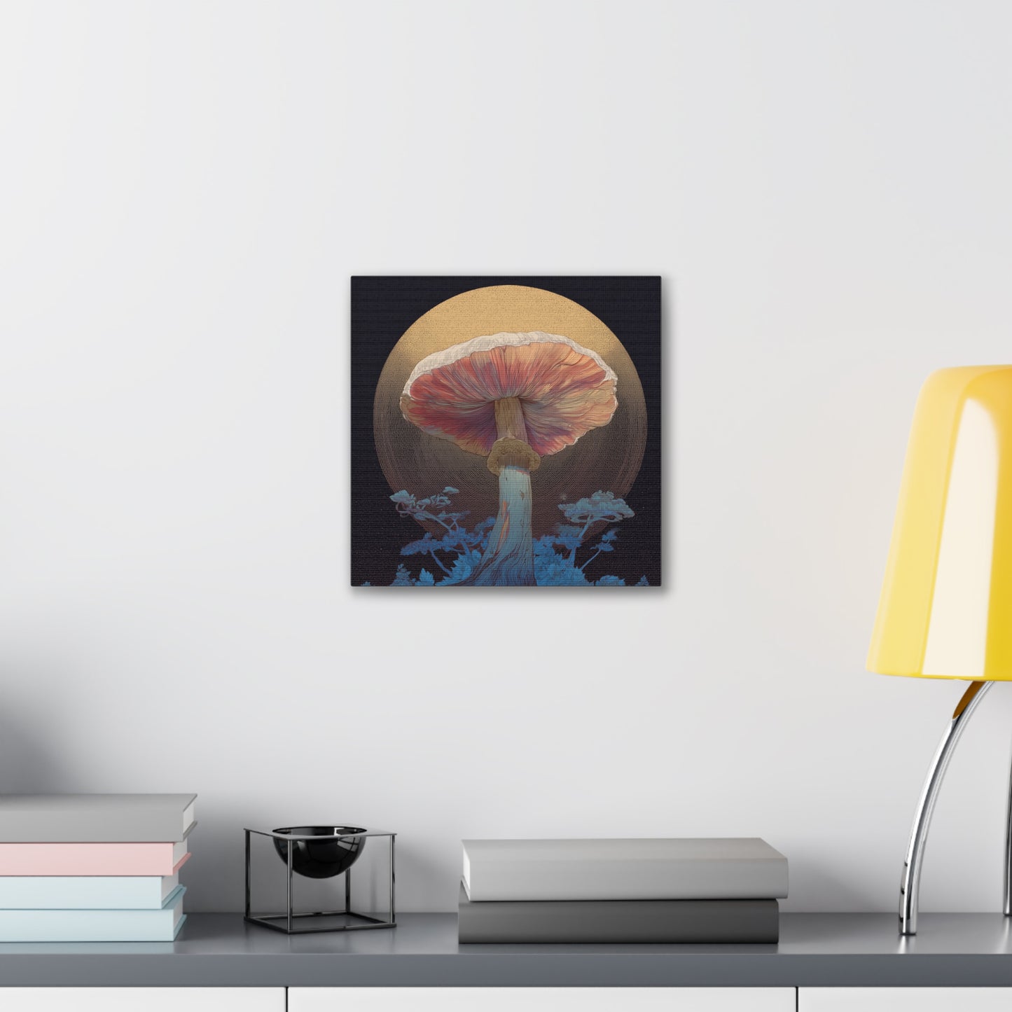 Forest Light -Mushroom Canvas Art, Stretched Wall Decor, Bohemian Home Decor, Psychedelic Wall Art, Nature-Inspired Art