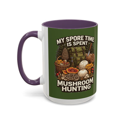 Mug - "My Spore Time Is Spent Mushroom Hunting" Accent Coffee Mug (11/15oz)