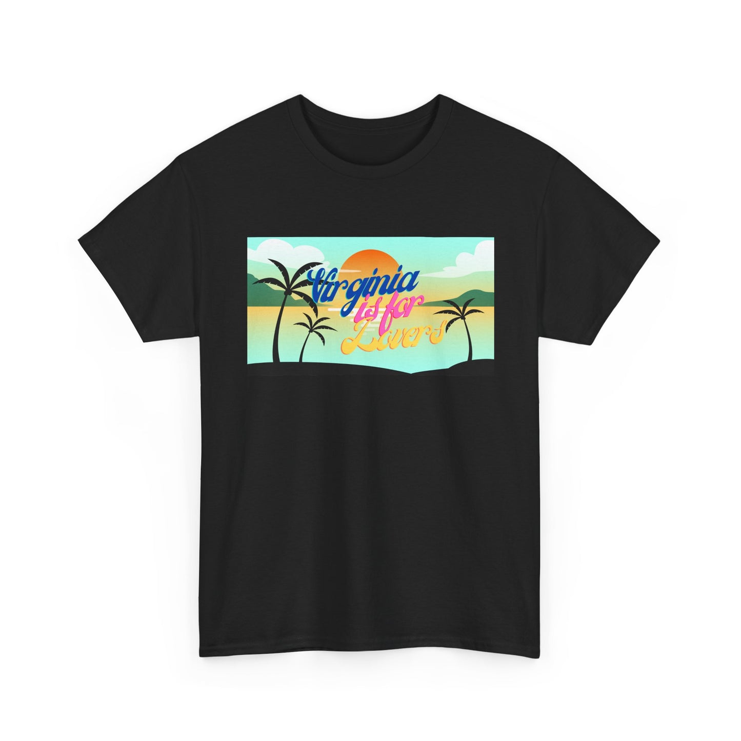 Virginia is for Lovers Dark -Vintage Sunset Graphic Tee, Beach Lover Shirt, Summer Vibe Unisex Tee, Gift for Vacation, Tropical Aesthetic Cotton Top