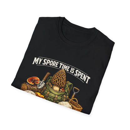 Mushroom Hunting T-Shirt — "My Spore Time Is Spent" For Foragers & Nature Lovers