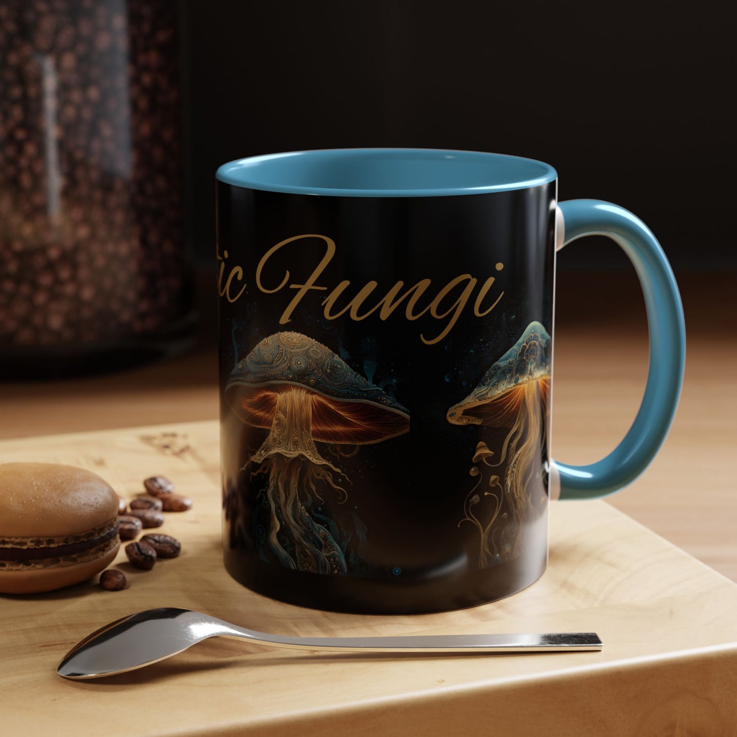 Dark Fantastic Fungi Coffee Mug - Magical Ocean Mushroom Art (11/15oz)
