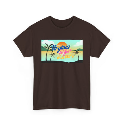Virginia is for Lovers Dark -Vintage Sunset Graphic Tee, Beach Lover Shirt, Summer Vibe Unisex Tee, Gift for Vacation, Tropical Aesthetic Cotton Top