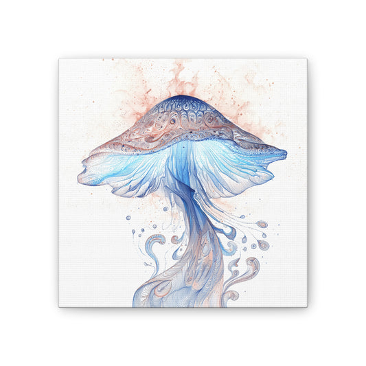 Floating High Inverse -Mushroom Canvas Art, Stretched Wall Decor, Bohemian Home Decor, Psychedelic Wall Art, Nature-Inspired Art