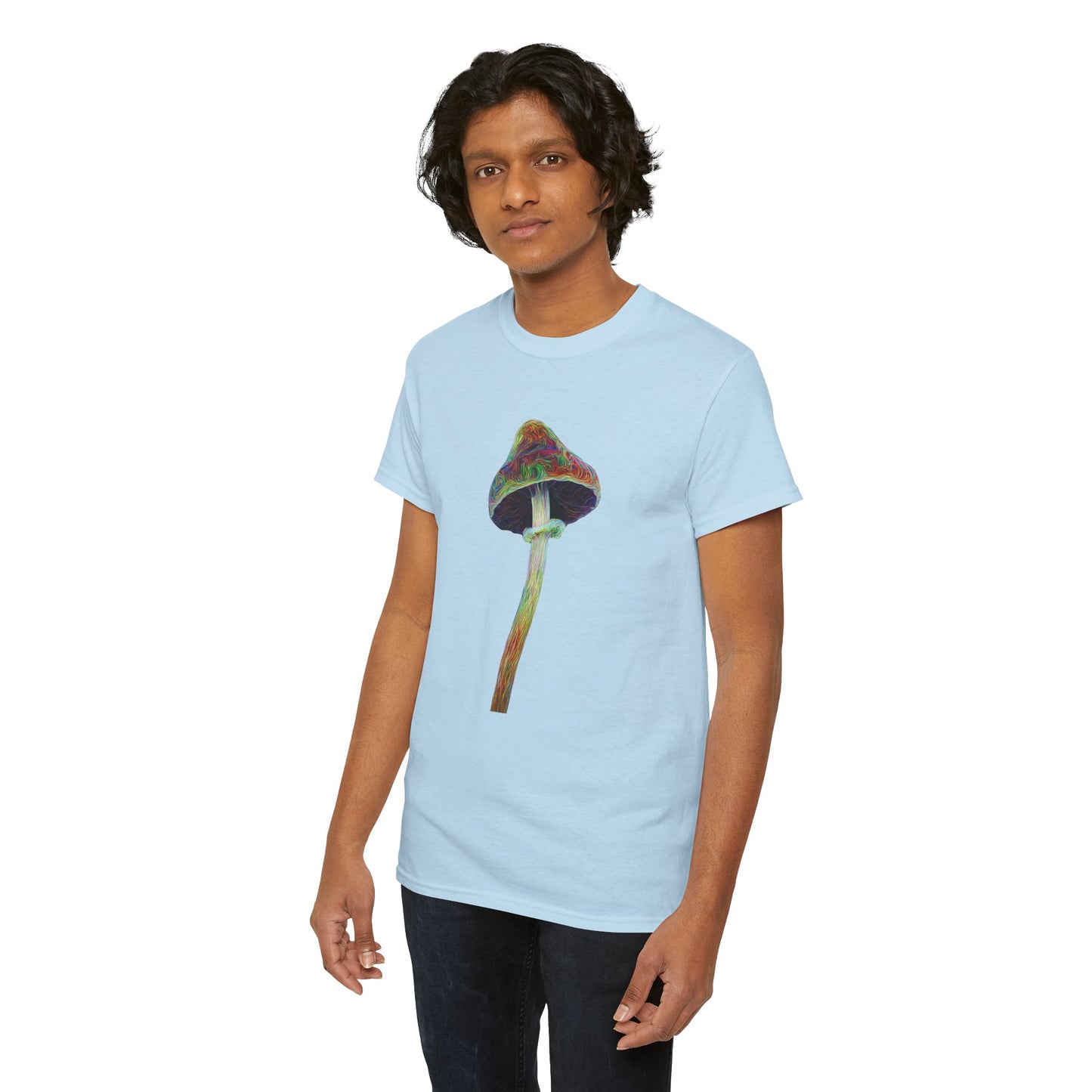 Colorful Psychedelic Mushroom2 - Tee, Unisex Heavy Cotton T-Shirt, Vibrant Graphic Shirt, Perfect for Festivals, Eco-friendly Gift, Casual Wear