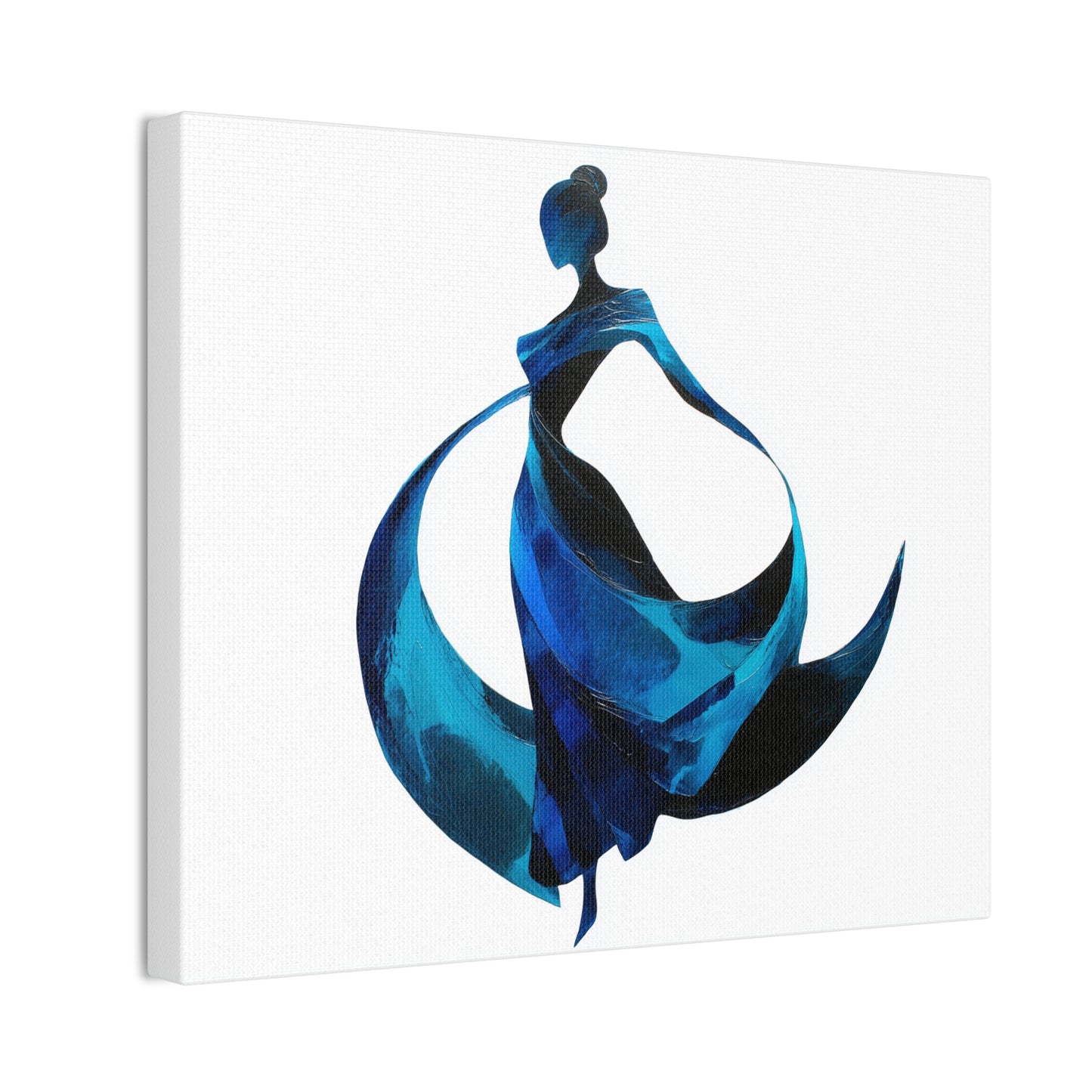 Dancing with the Water Series #1 -Elegant Art Canvas Print, Blue Dress Wall Decor, Feminine Artwork, Home Decor Gift, Birthday or Wedding Decoration