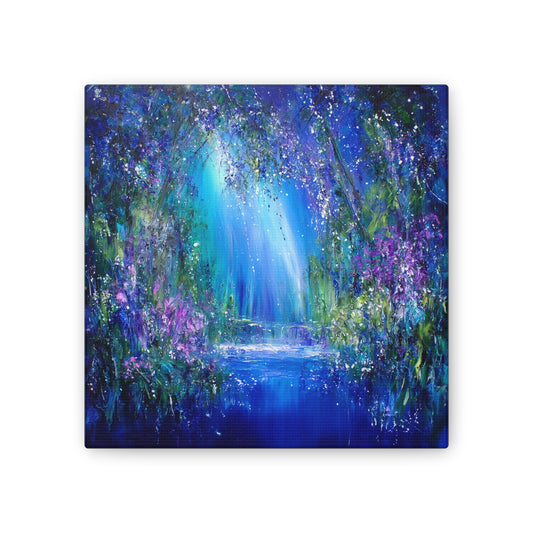 Enchanted Whisteria Waters - Canvas Artwork, Wall Decor, Colorful Landscape Art, Nature Painting, Gift for Home Decor
