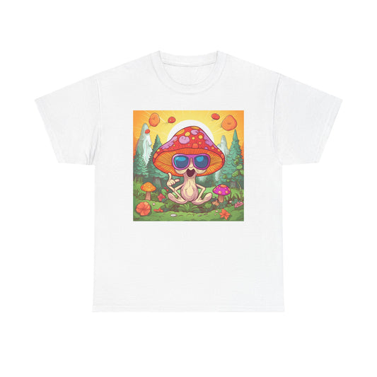 Whimsical Mushroom Tee, Casual T-Shirt, Gift for Nature Lovers, Eco-Friendly Apparel, Unisex Graphic Shirt