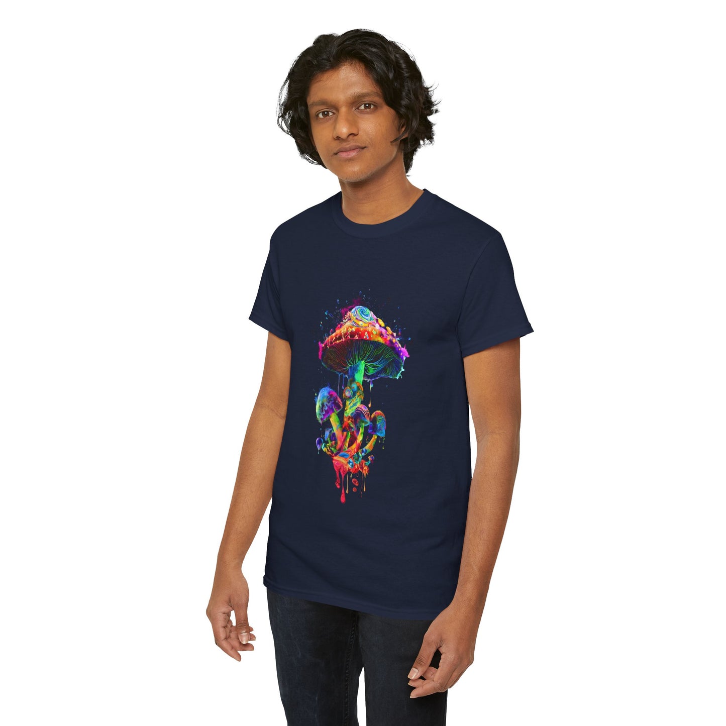 Tie Dye Psychedelic Mushroom 4  -Tee, Unisex Heavy Cotton T-Shirt, Vibrant Graphic Shirt, Perfect for Festivals, Eco-friendly Gift, Casual Wea