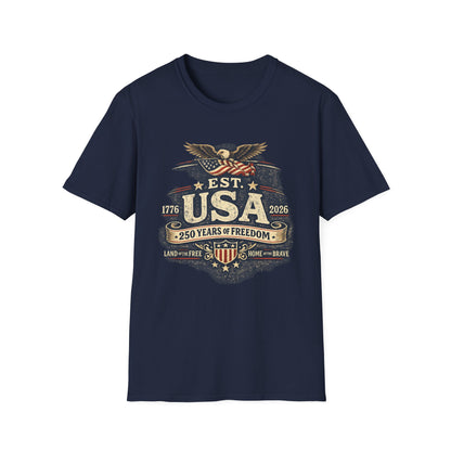 USA Established 1776–2026 Vintage Eagle T-Shirt — 250 Years of Freedom