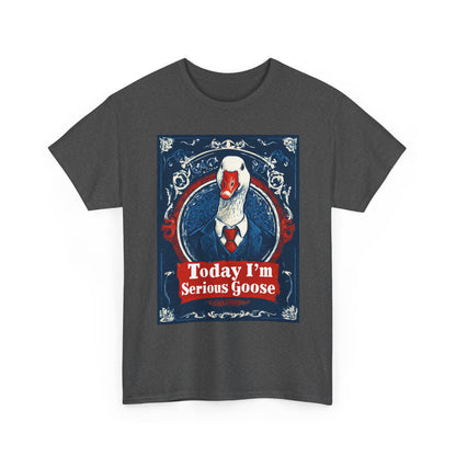Serious Goose Tee, Funny Graphic T-Shirt, Quirky Unisex Shirt, Unique Gift for Goose Lovers, Perfect for Casual Wear