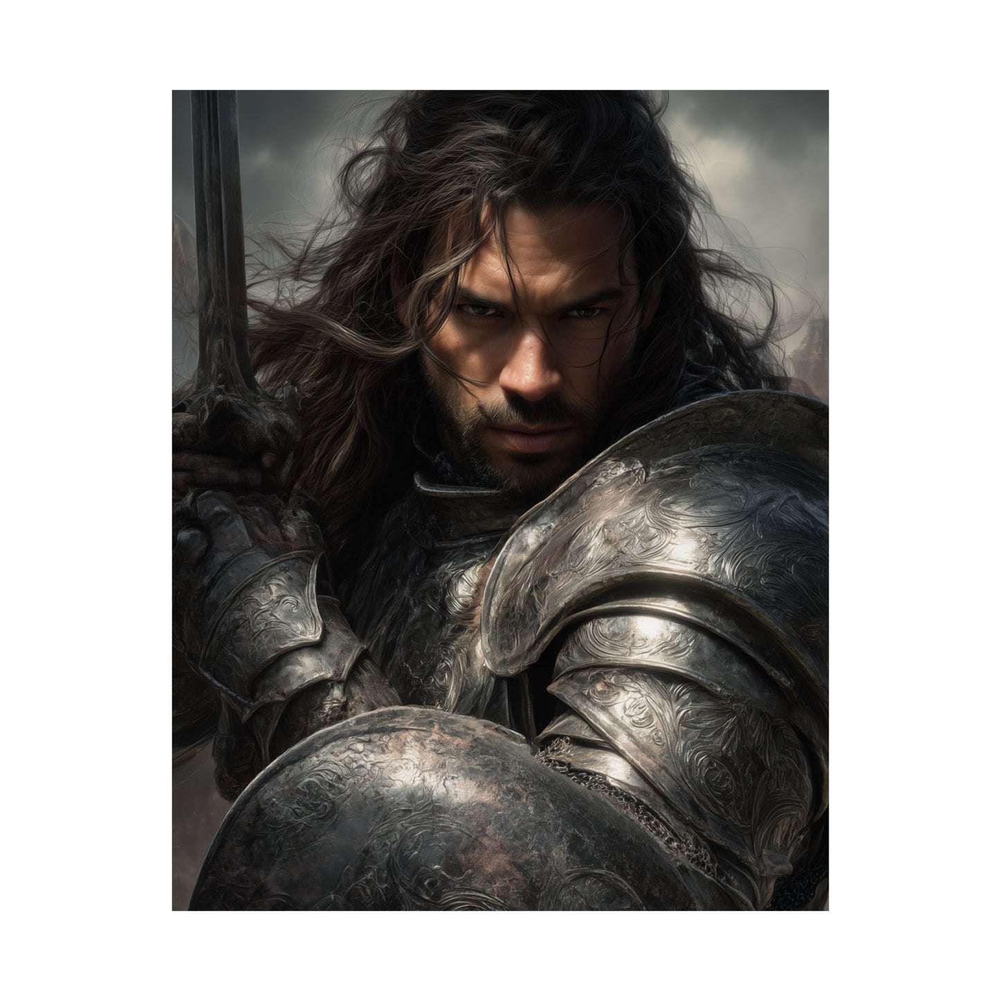 Medieval Knight Matte PAPER POSTER — Dark Fantasy Warrior Wall Art