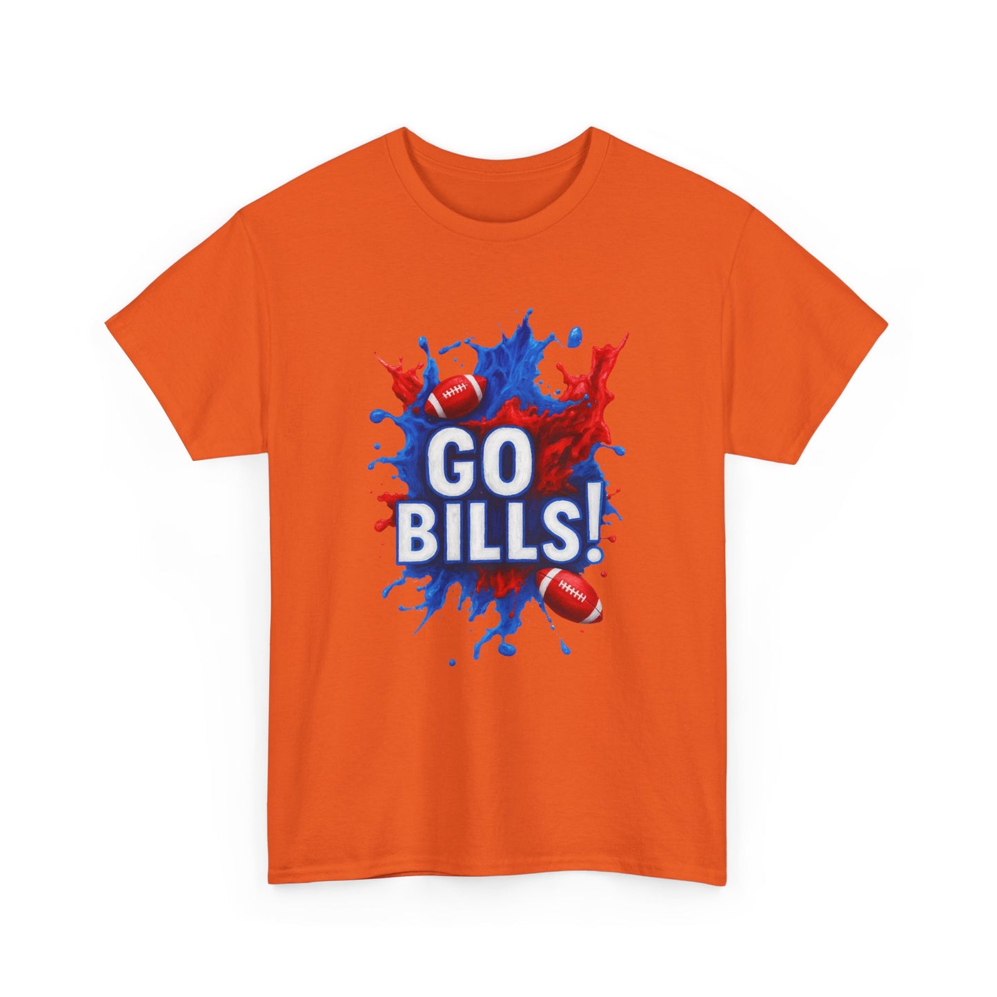 Go Bills -Cheerful Sports Tee - Go Bills! Unisex Heavy Cotton T-Shirt, Game Day Apparel, Football Fan Shirt, Spirit Wear, Gift for Sports Lovers