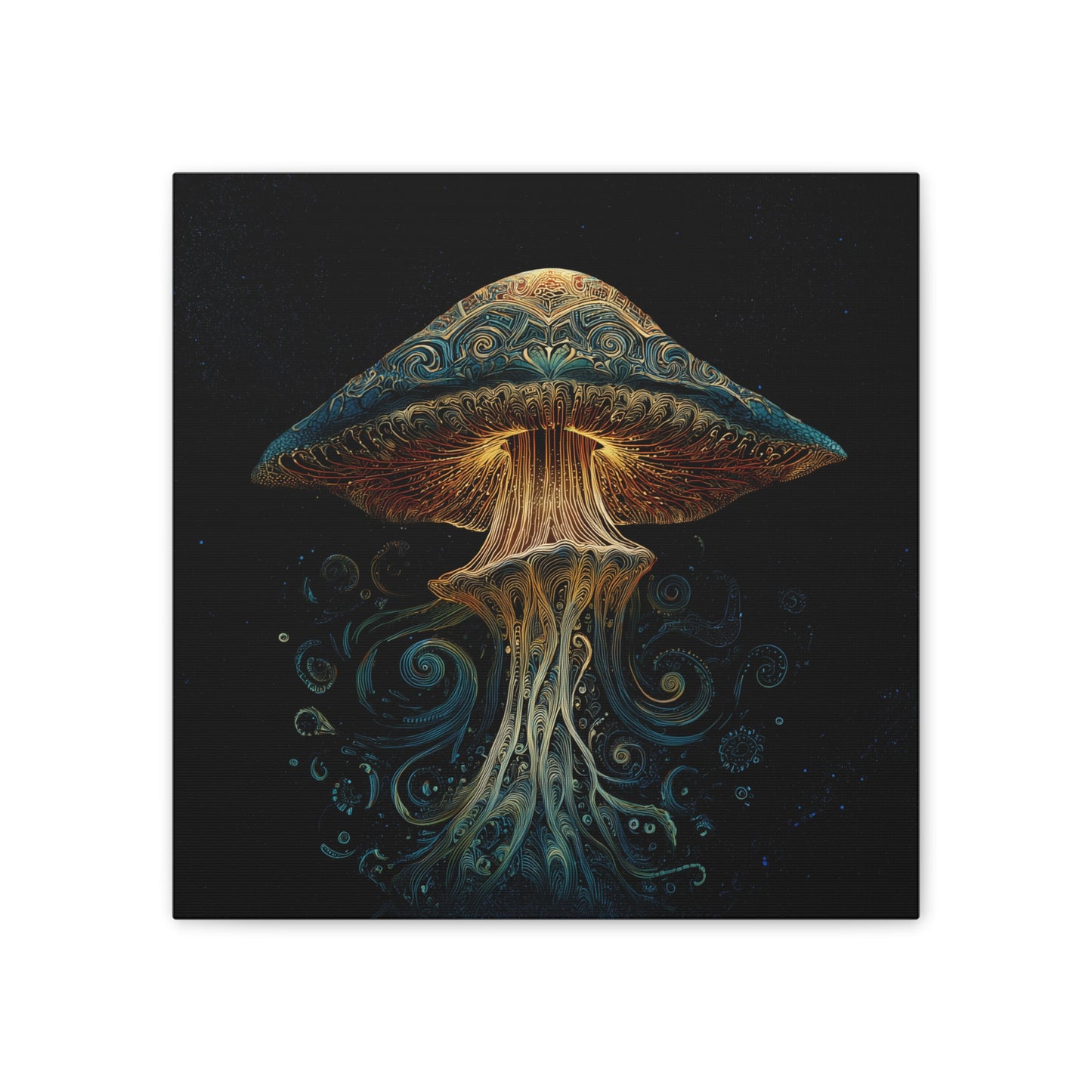 Swirl -Mushroom Canvas Art, Stretched Wall Decor, Bohemian Home Decor, Psychedelic Wall Art, Nature-Inspired Art