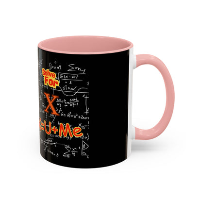 Math Lover Coffee Mug — "Solve For X = U + Me" Romantic Equation Design