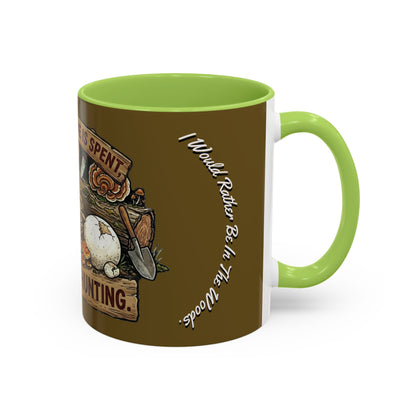Mushroom Hunting Coffee Mug – "My Spore Time Is Spent" Rustic Forager Accent Mug
