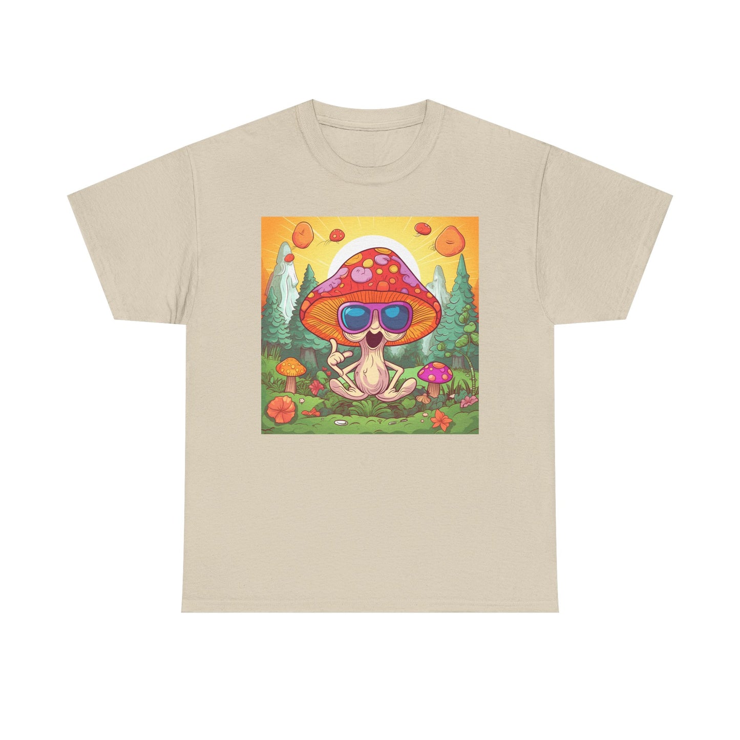 Whimsical Mushroom Tee, Casual T-Shirt, Gift for Nature Lovers, Eco-Friendly Apparel, Unisex Graphic Shirt