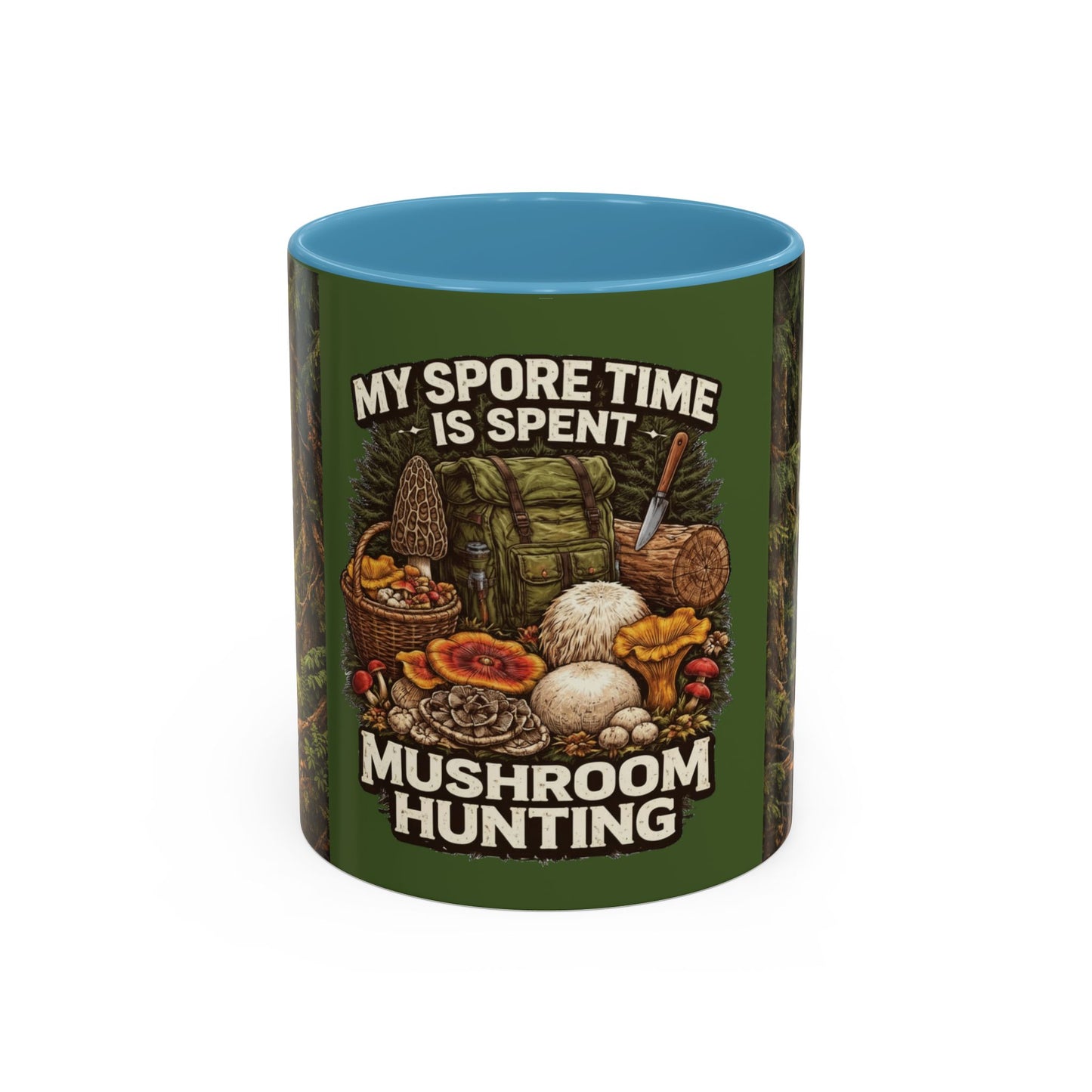 "My Spore Time Is Spent Mushroom Hunting" #2 Accent Coffee Mug (11/15oz)
