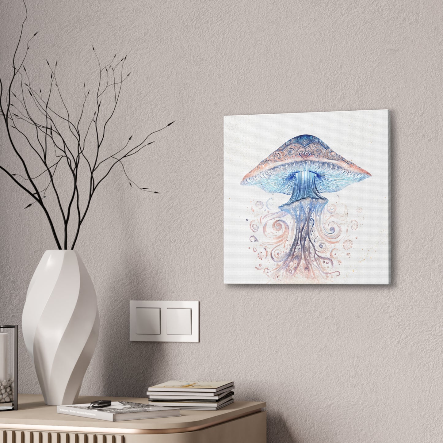 Swirl Light -Mushroom Canvas Art, Stretched Wall Decor, Bohemian Home Decor, Psychedelic Wall Art, Nature-Inspired Art