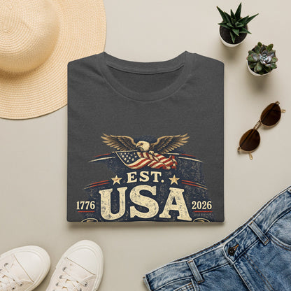 USA Established 1776–2026 Vintage Eagle T-Shirt — 250 Years of Freedom
