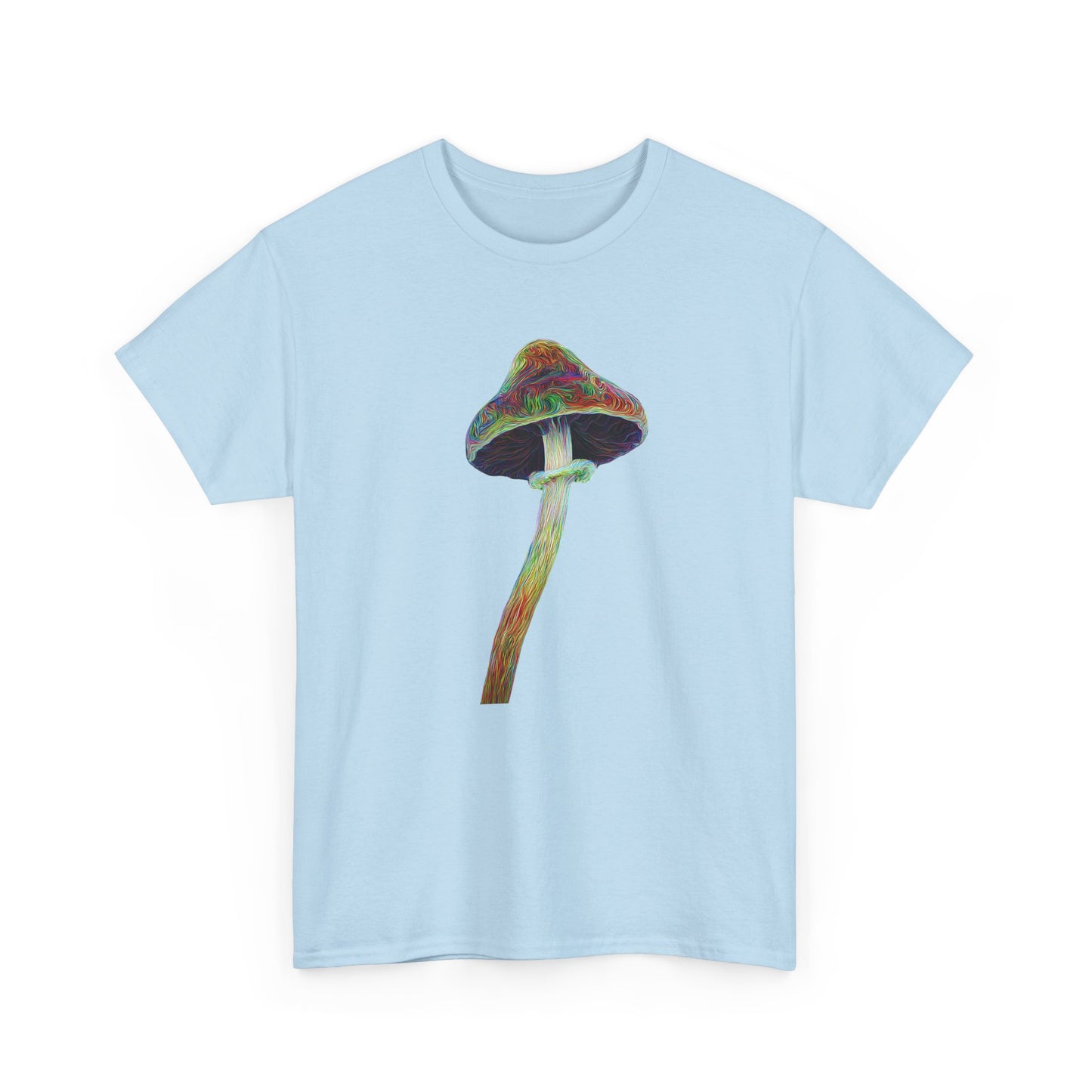Colorful Psychedelic Mushroom2 - Tee, Unisex Heavy Cotton T-Shirt, Vibrant Graphic Shirt, Perfect for Festivals, Eco-friendly Gift, Casual Wear