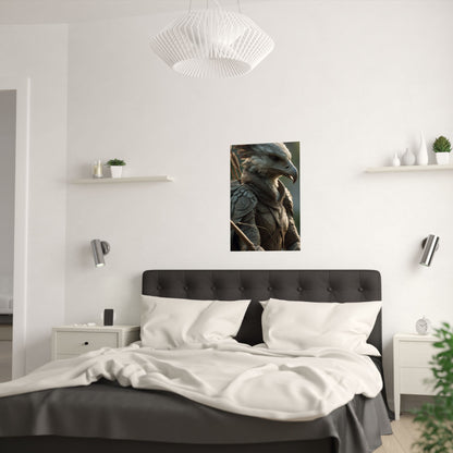 Aarakoca Ranger - Fantasy Eagle Warrior Satin Paper Poster — Mythical Bird Archer Wall Art