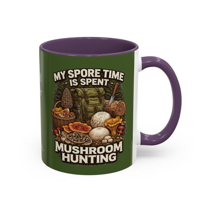 Mug - "My Spore Time Is Spent Mushroom Hunting" Accent Coffee Mug (11/15oz)
