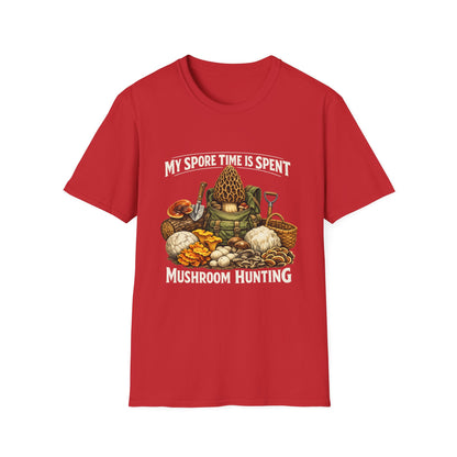 Mushroom Hunting T-Shirt — "My Spore Time Is Spent" For Foragers & Nature Lovers