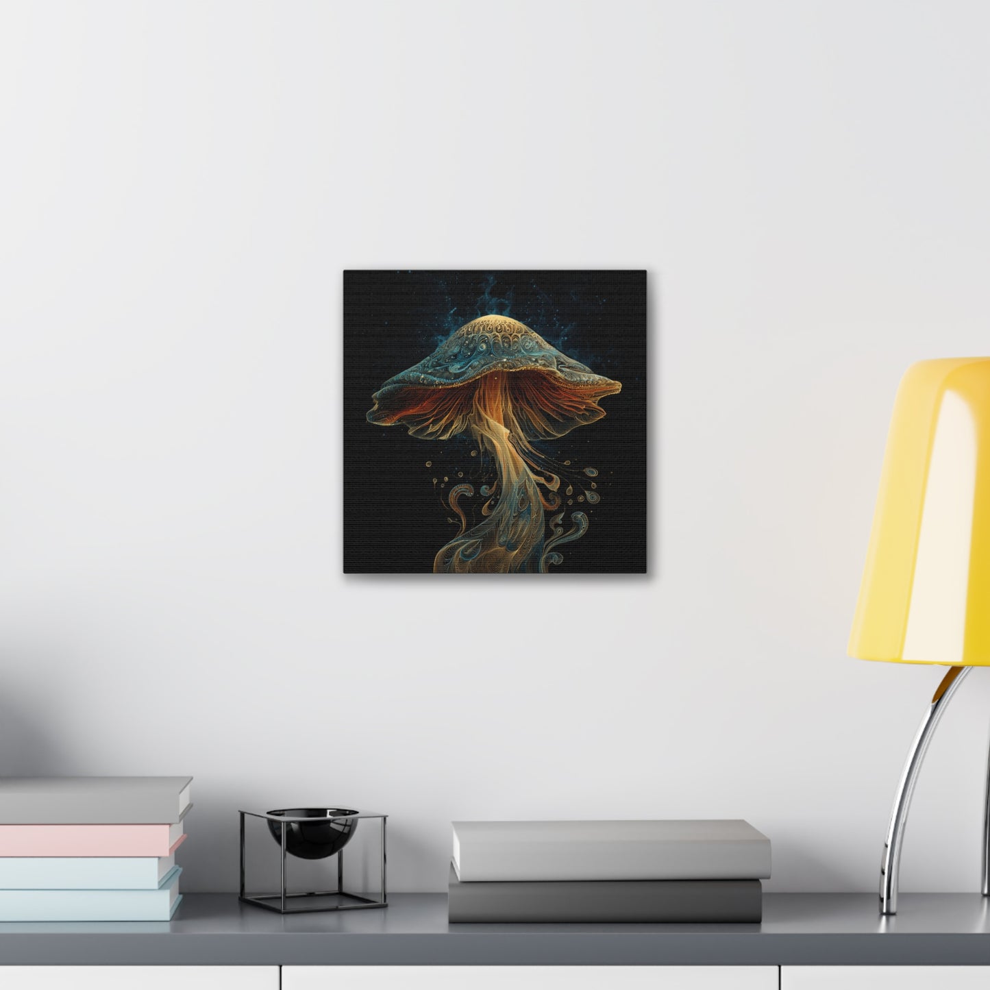 Floating High-Mushroom Canvas Art, Stretched Wall Decor, Bohemian Home Decor, Psychedelic Wall Art, Nature-Inspired Art